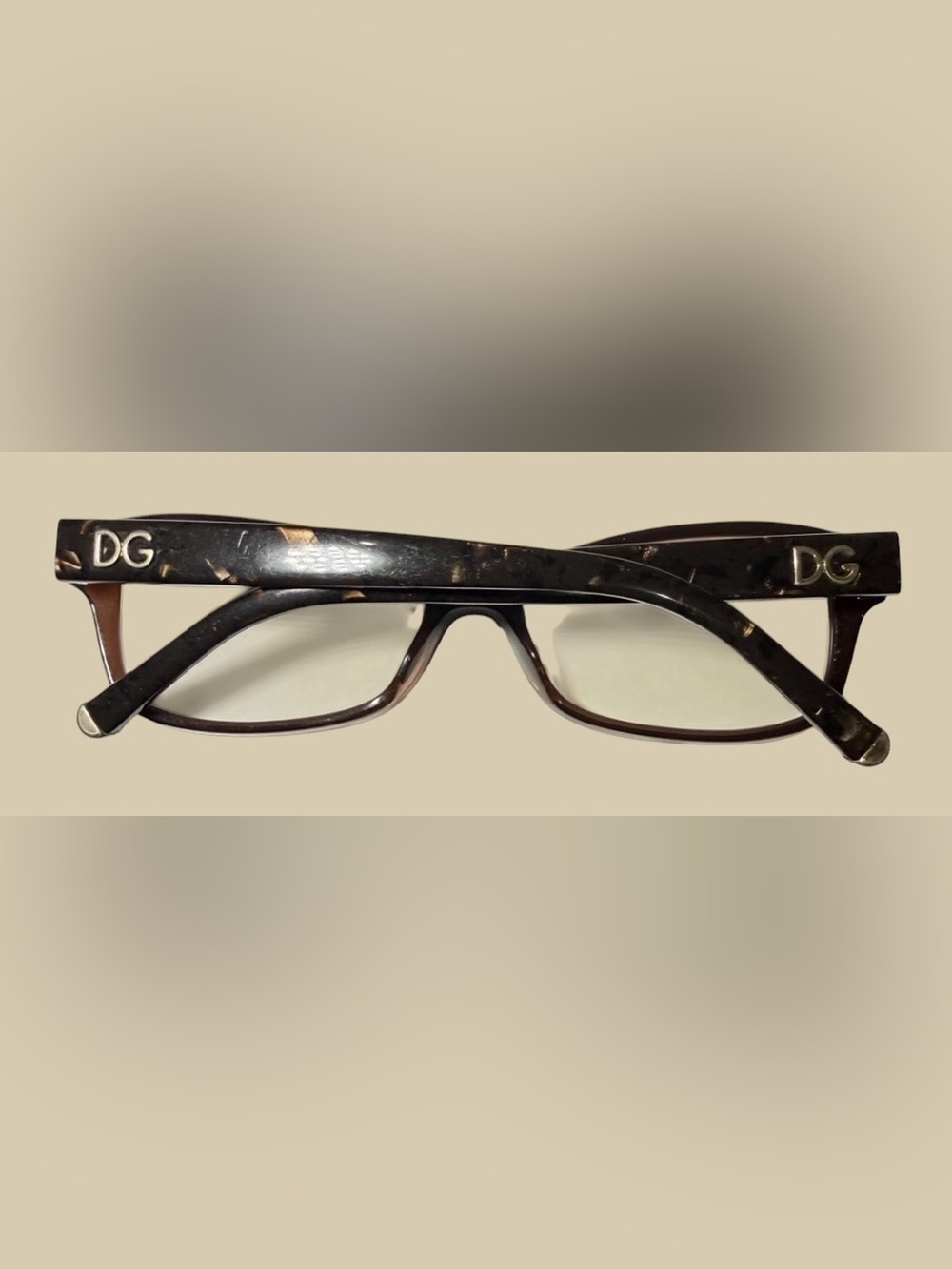 Dolce & Gabbana Brown Tortoise Square Frame Glasses with Gold Logo - Picture 2 of 11